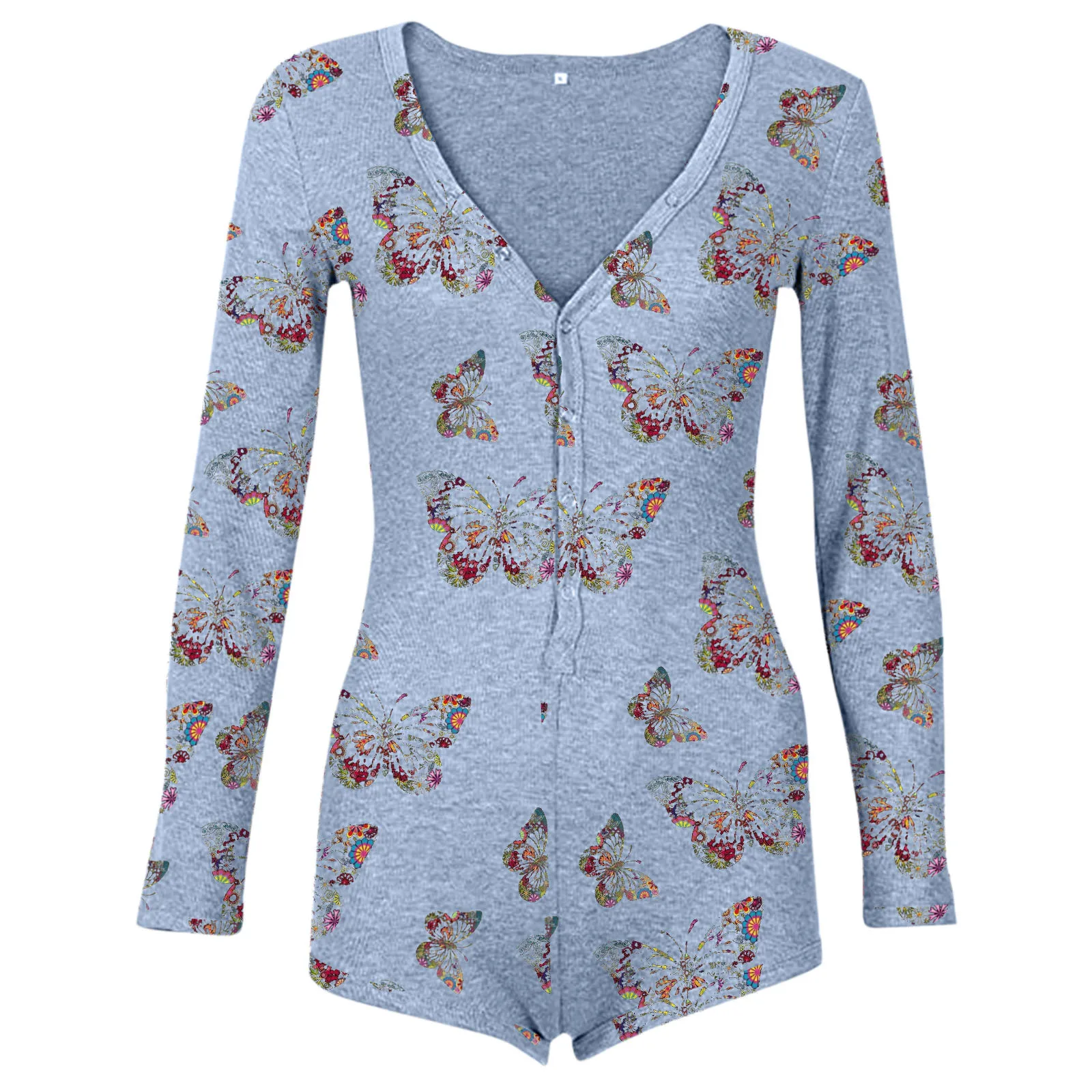 

Women Print Long Sleeve Nightwear Jumpsuit Bodysuit Playsuit Romper