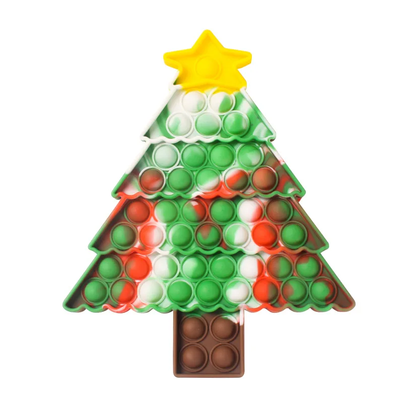 Juguetes de descompresi&oacute;n de burbujas de &aacute;rbol de Navidad para ni&ntilde;os y adultos, juguetes educativos de compresi&oacute;n divertidos de Pap&aacute; Noel-2