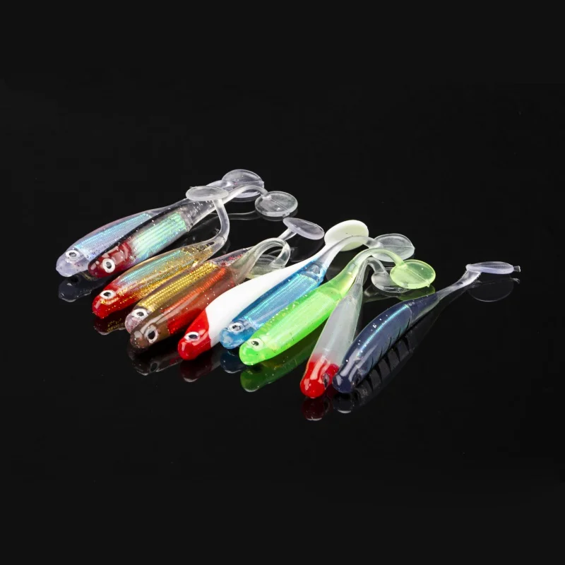 

10PCS Fishing Soft Lure 10CM Round Fishtail Bait PVC Saltwater Lure Artificial Freshwater Bait