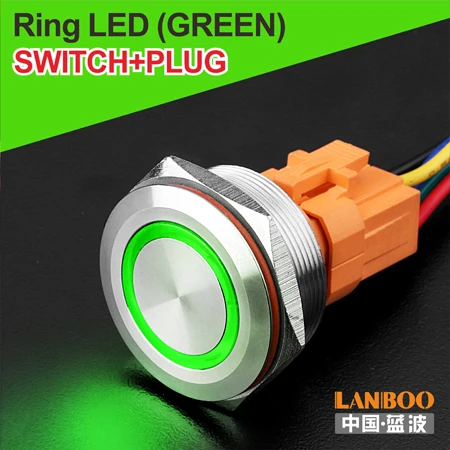 G Ring Button Plug 30 мм Одноместный двухполюсный DPDT кнопочный переключатель двери схема с светильник 12V24V220V - Цвет: G Ring Button Plug