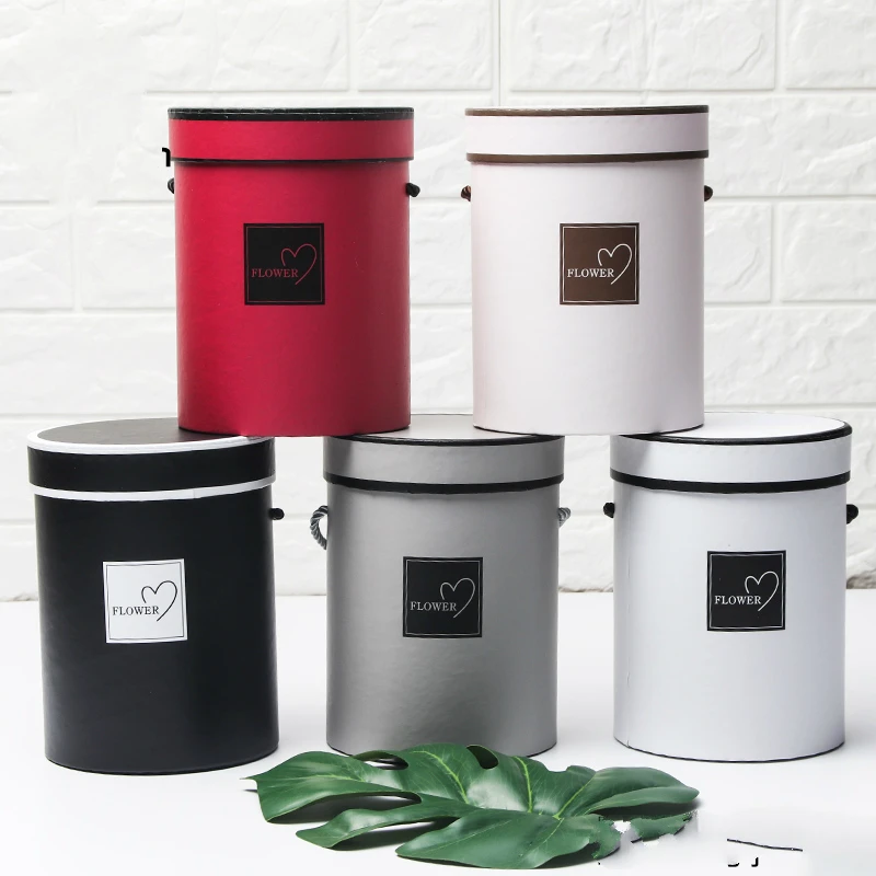 

4PCS Round Flower Paper Boxes Lid Hug Flower Bucket Gift Packaging Box Gift Candy Bar Boxes Party Wedding Supply explosion box