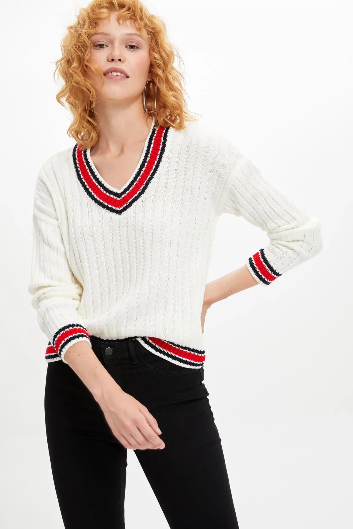 Дежурный осенний Женский трикотажный свитер джемпер пуловер теплая