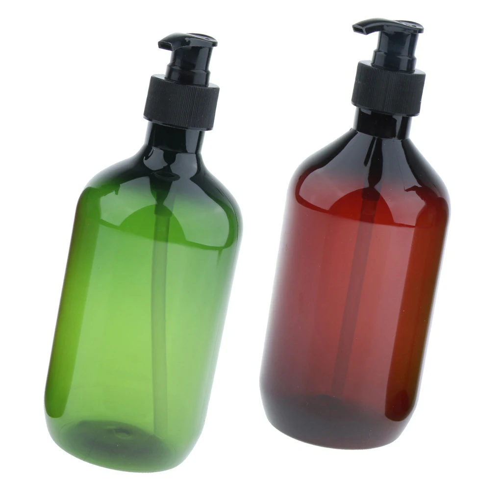 

2x 500ml Travel Shampoo Lotion Container Pump Refillable Bottle Spray Bottle