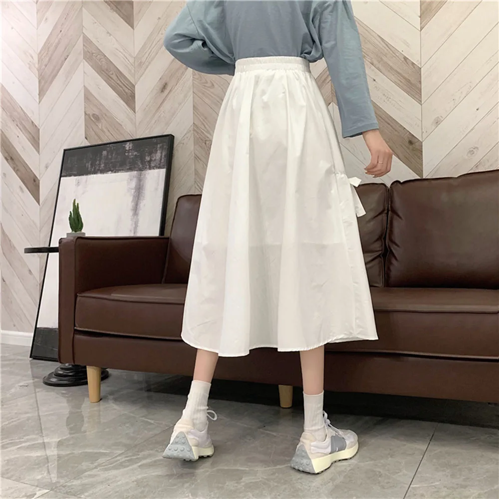 

Japanese Korean Version Skirt Spring Summer Loose Casual Fashion Tight Draw Back Bandage Design Solid Color Shirring