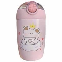300ml cute little girl heart thermos cup water cup with straw portable high value drinking cup for boys and girls