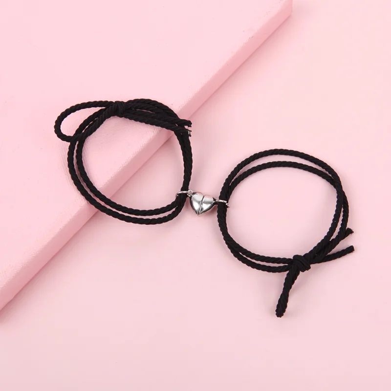 

2Pcs Couple Heart Bracellet Lovers Matching Friendship Bracelet Rope Braided Magnetic Long Distance Bracelet Kit Lover Jewelry