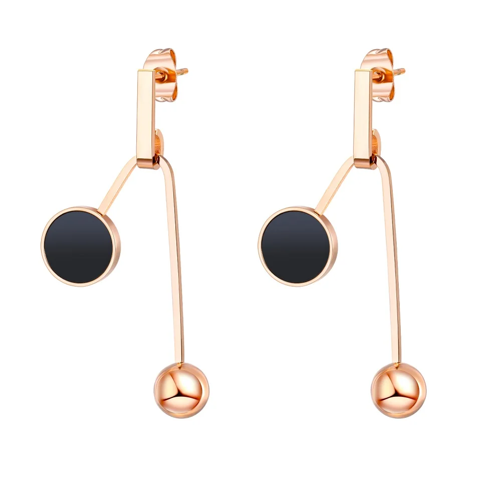 Модные черные акриловые серьги из бисера цвета розового золота ювелирные