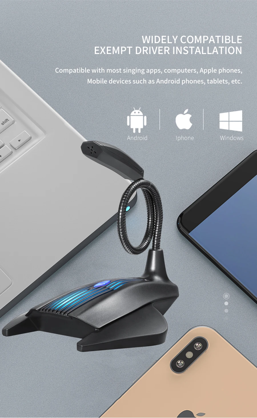 MAMEN Cool HD Vioce микрофон USB чистый звук Gooseneck конденсаторный микрофон 100-10 к Гц игровой микрофон для IOS/Android/PC