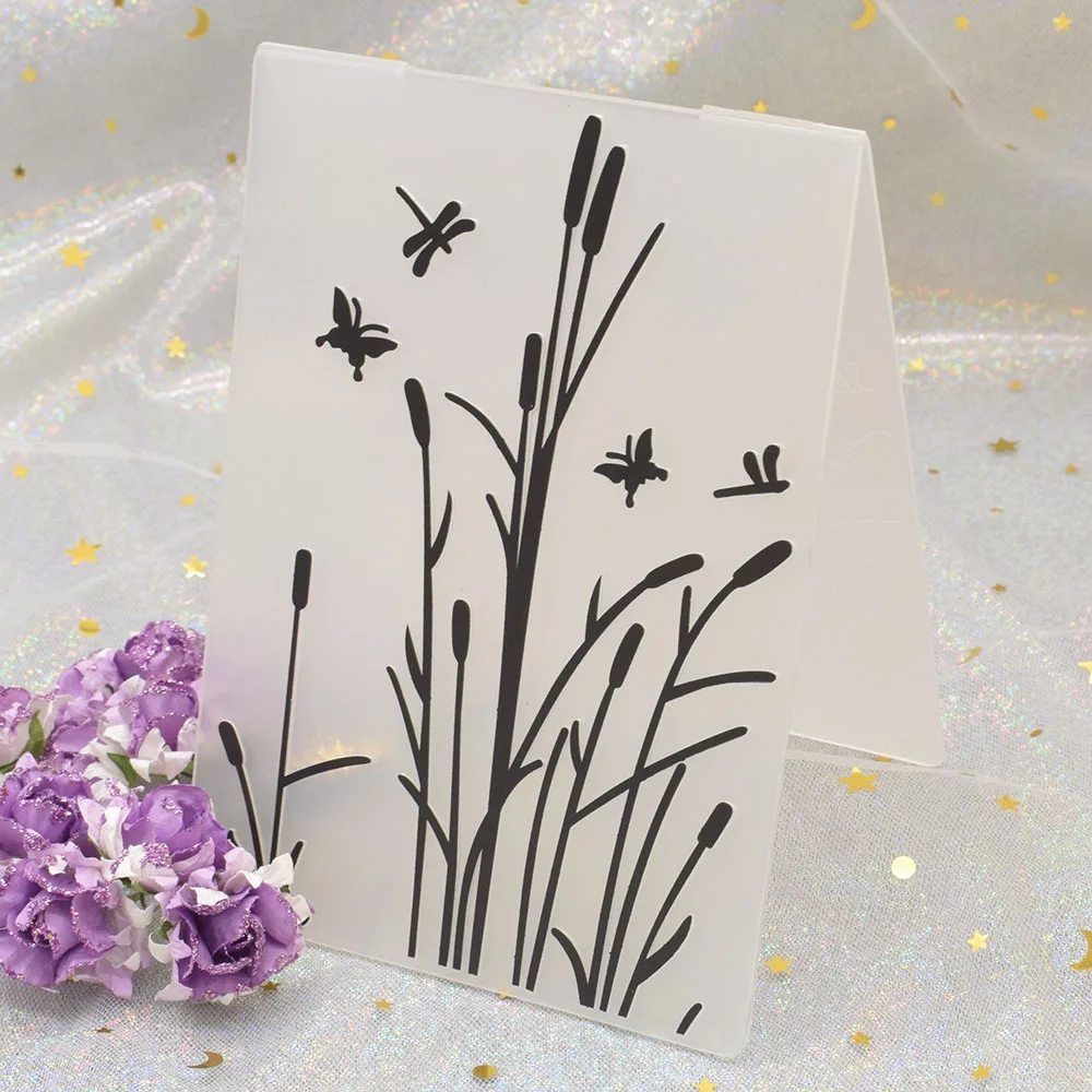 Рид стрекоза шаблон пластиковые бумажные папки для тиснения доска Трафарет