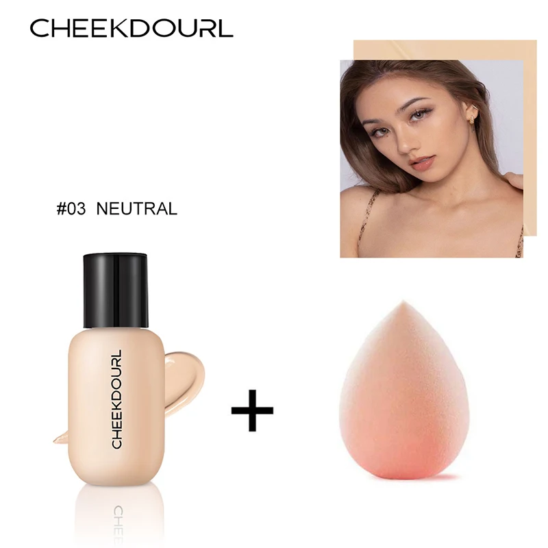Тональный крем CHEEKDOURL матовая основа для лица консилер Косметика + губка макияжа