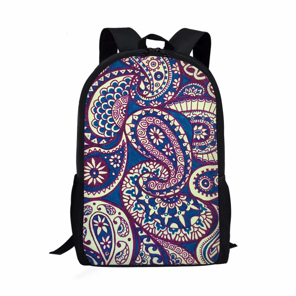 

Bandana Print Style Lightweight Portable Waterproof Backpack Cashew Nut Pattern Casual Sports Backpacks Support Your Design