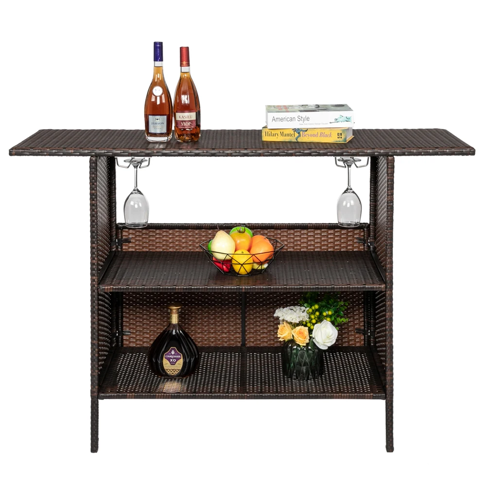Mesa de Bar moderna, elegante y hermosa, color marr&oacute;n degradado, stock listo en EE. UU.-5