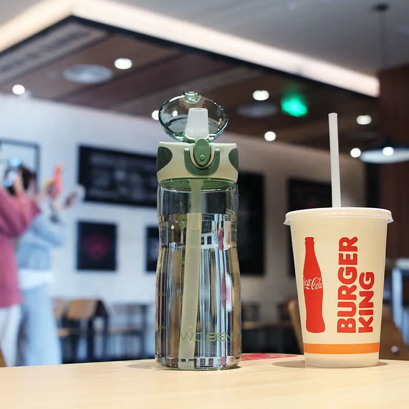 

High value water cup with straw