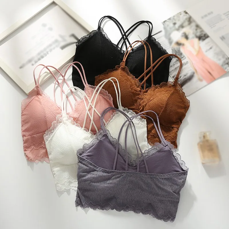 

Женское сексуальное красивое нижнее белье, тонкое кружевное белье с перекрестными лямками, без стального кольца, с бюстгальтером-подушечко...