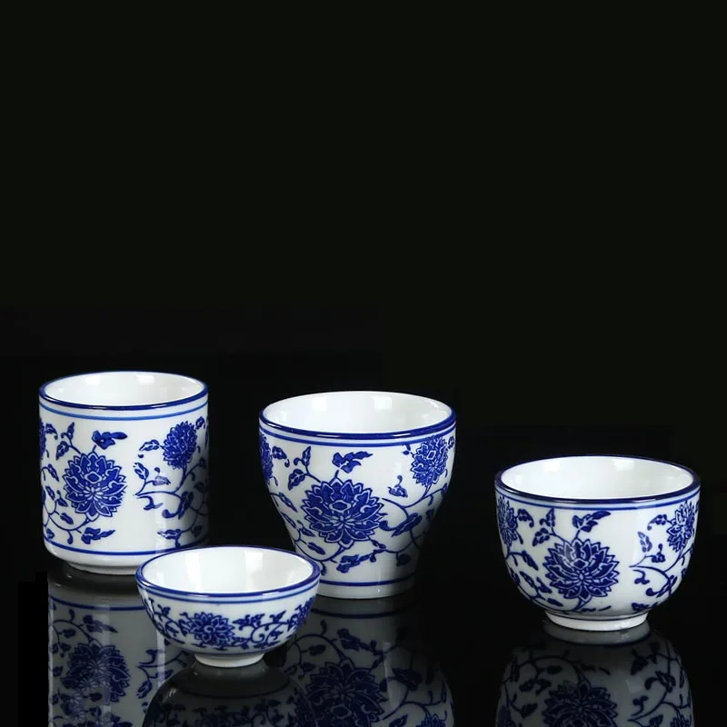 Китайский Синий и белый фарфор чашки Винтаж керамический чайный набор кунг фу