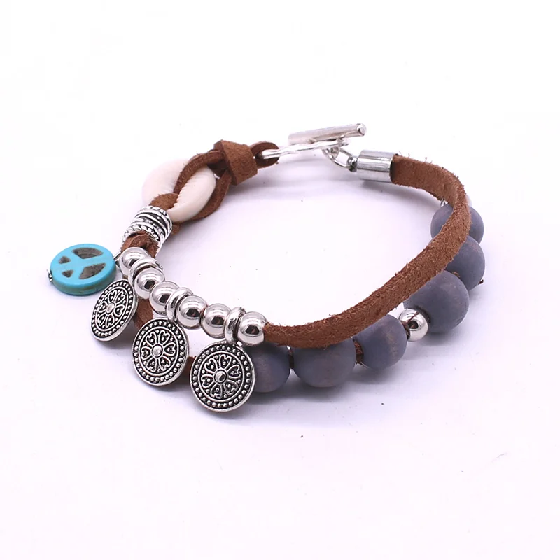 Браслет с деревянными бусинами в богемном стиле мужской браслет ретро сплав