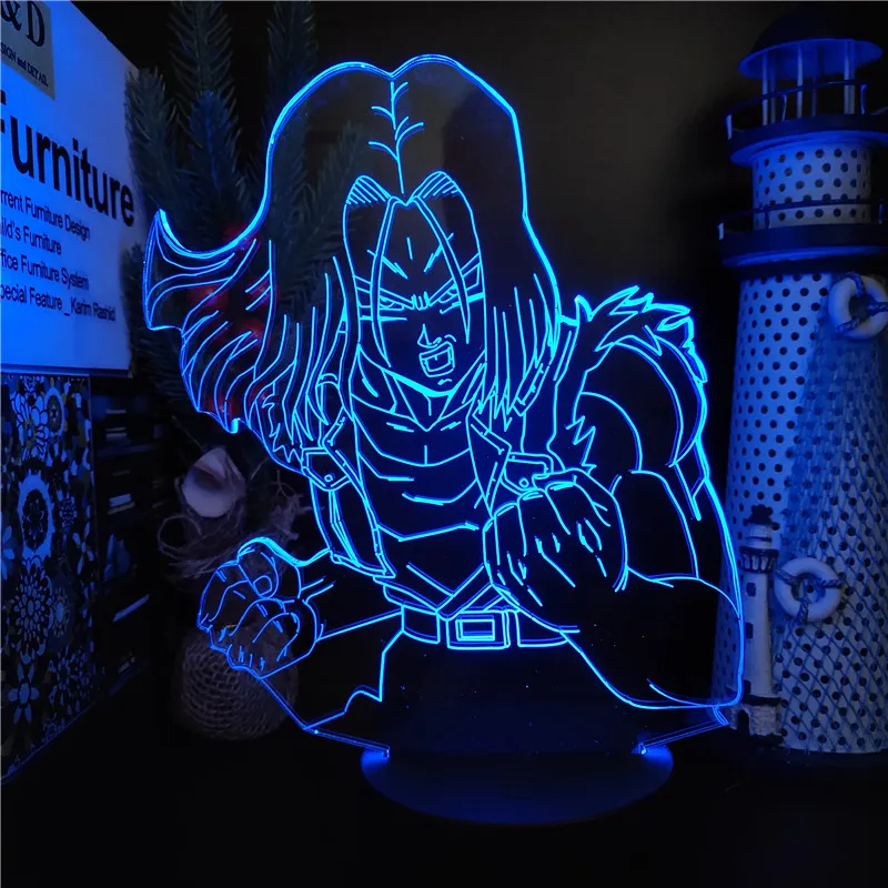 Светодиодная подсветка Драконий жемчуг супер-фигурка Android 17 3d светильник для