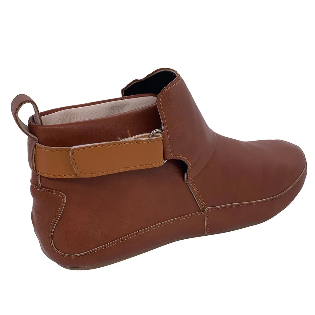 Женские ботинки винтажные Кожаные Мягкие Водонепроницаемые на плоской подошве