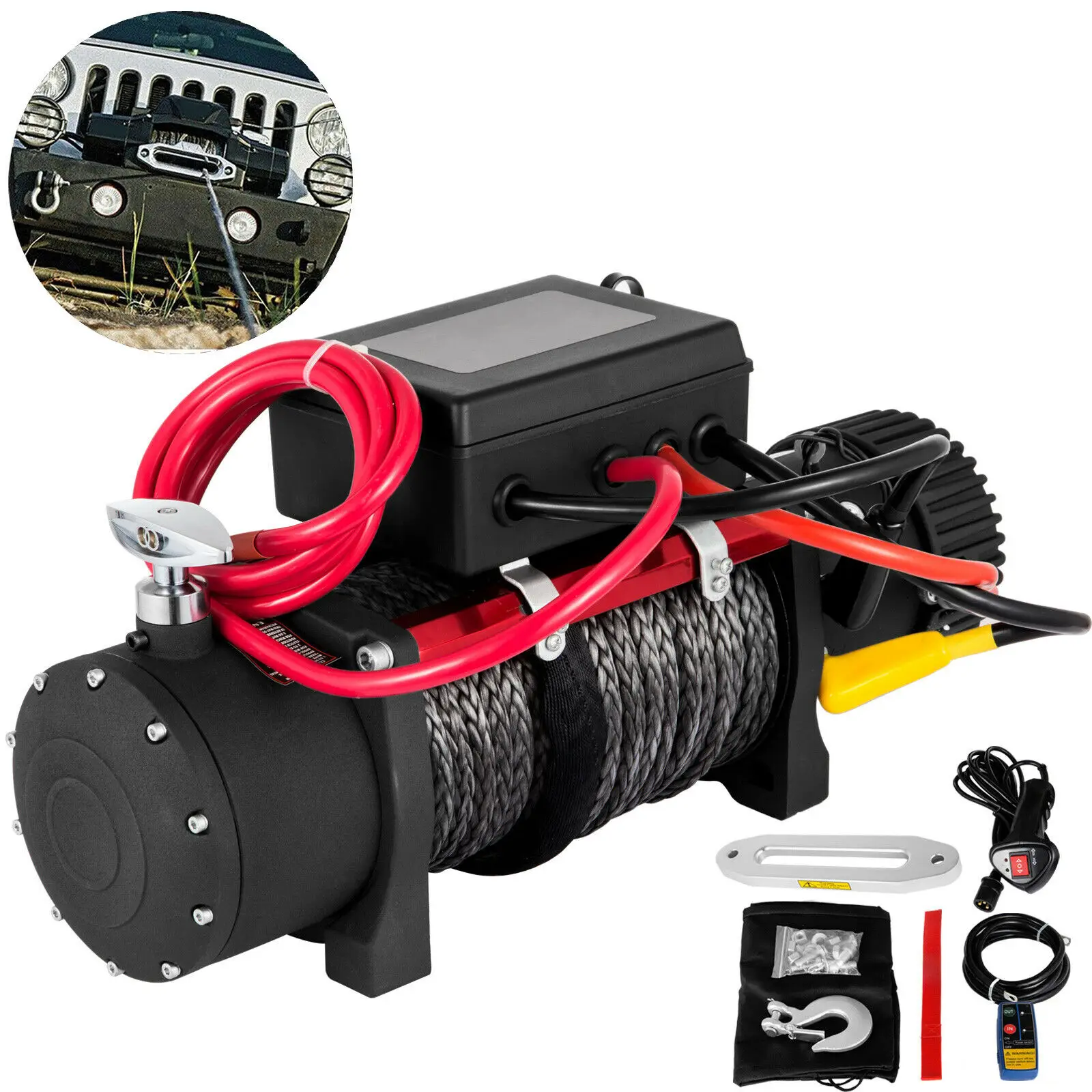 

ELECTRIC WINCH 13500lb 12V SYNTHETIC ROPE WINCHMAX 4x4/RECOVERY WIRELESS 93ft