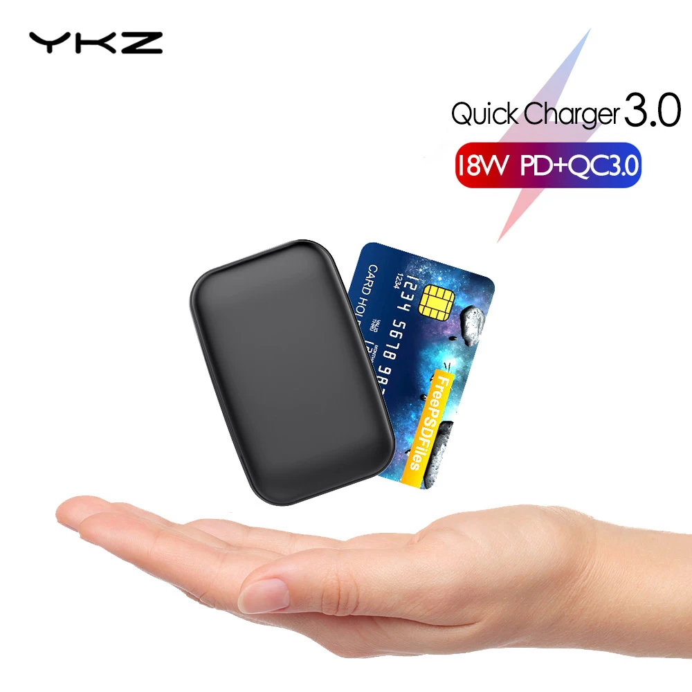 Мини Внешний аккумулятор 10000 мАч YKZ QC 3 0 type C PD Быстрая зарядка повербанк