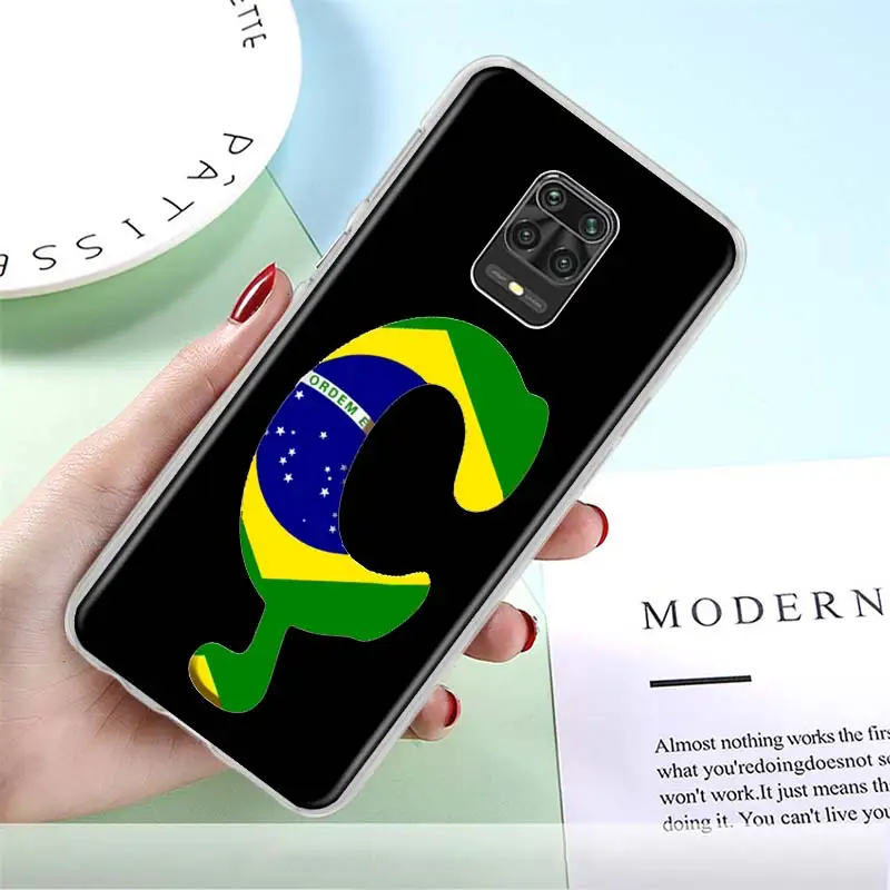 

Phone Case for Xiaomi Redmi Note 9S 8T 8 Pro 9 7 9A 8A 7A K40 K30 10 Pro Hard PC Back Cover Letter B Brazil Flag National