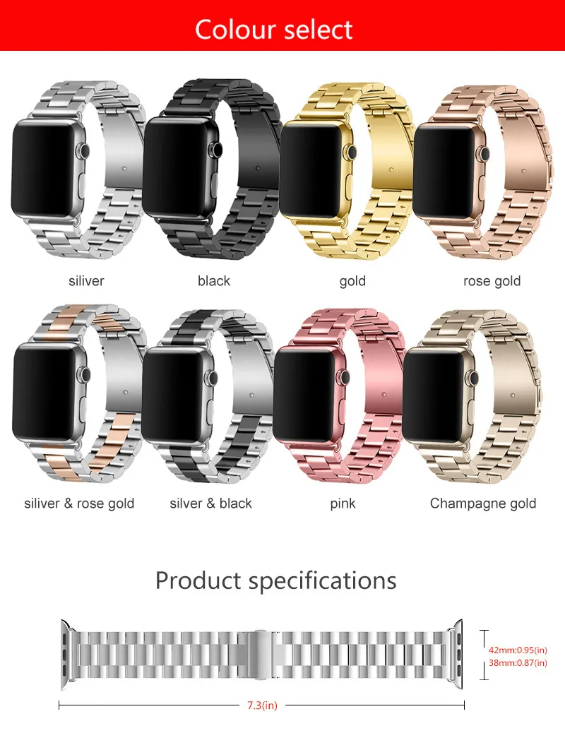 Смарт часы ремешок 44 мм для apple watch series 2 металлические ремешки для часов iwatch 40 мм нержавеющая сталь для iphone watch 42 мм 38 мм 2 1