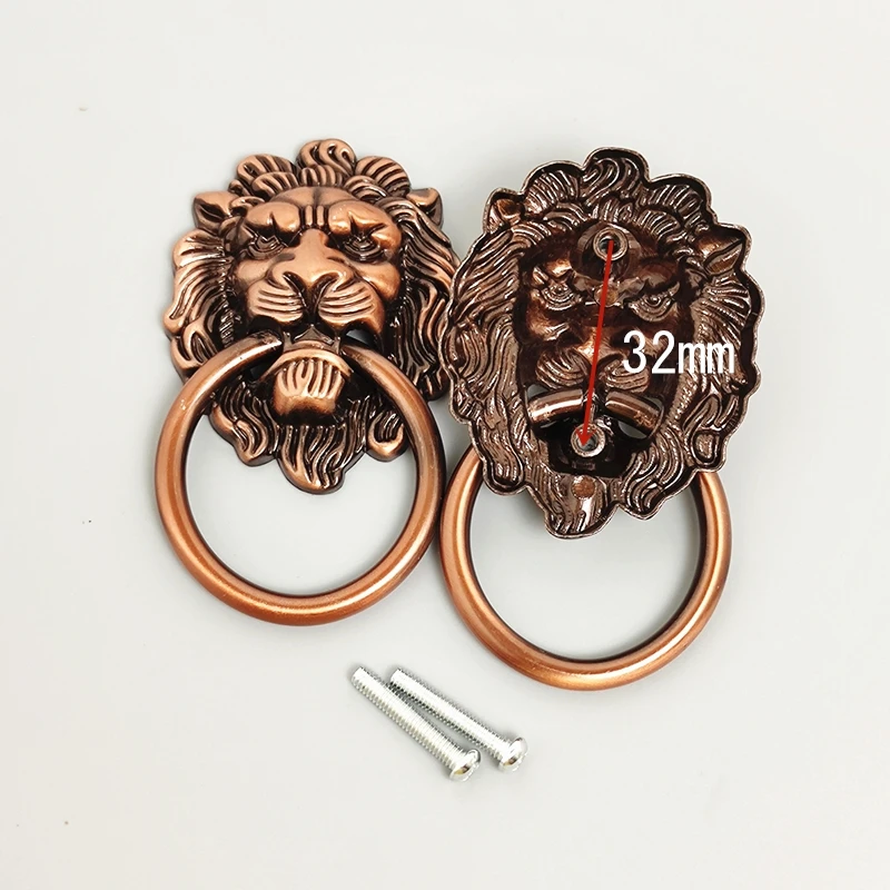 

Wonzeal New Furniture Handles 52 * 64mm Beast For Lion Head Antique Alloy Handle Wardrobe Drawer Door Pull Retro Decoration