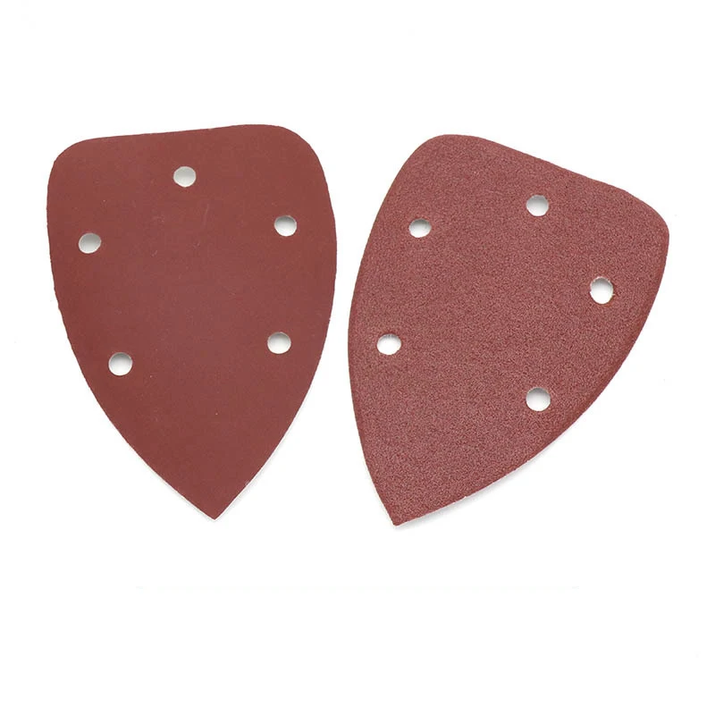 

5 Holes Hook & Loop Triangle Sandpaper 40 60 80 100 120 150 180 240 320 400 Grit 140*140*90mm Self-Adhesive Sand Disc