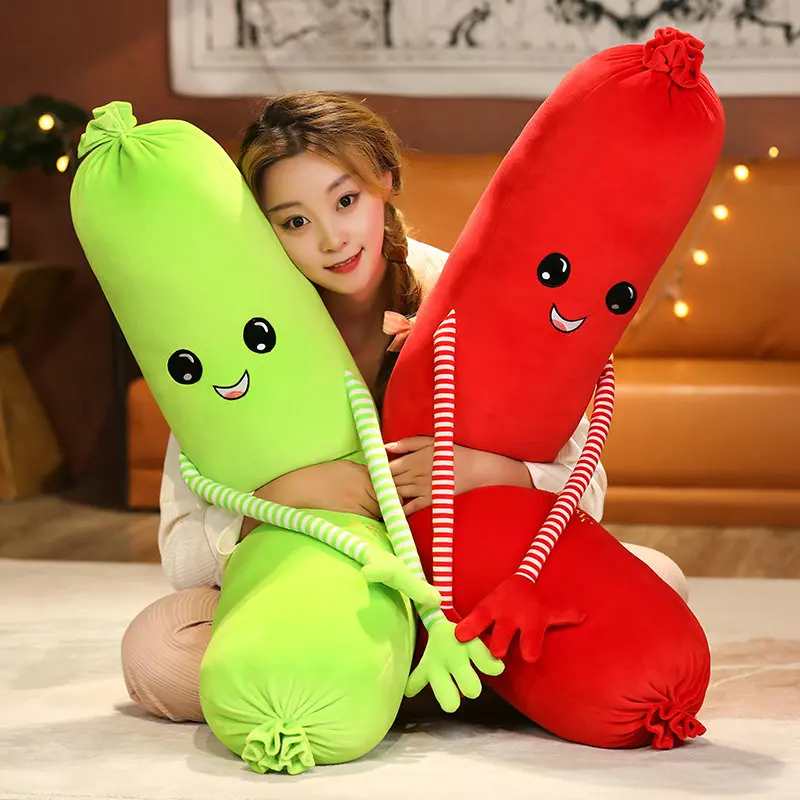 

50-140 см милая мягкая плюшевая игрушка сосиска мягкие заполненные куклы зимняя теплая Длинная Подушка для детей детские подарки на день рожд...