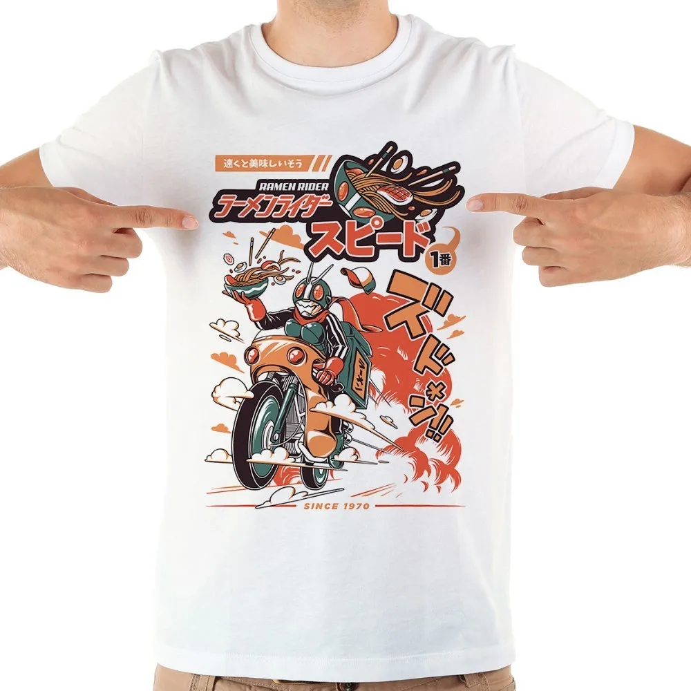 

Забавная футболка с японским аниме принтом «рамен Райдер», Мужская брендовая белая Повседневная футболка jollypeach с коротким рукавом для мужч...