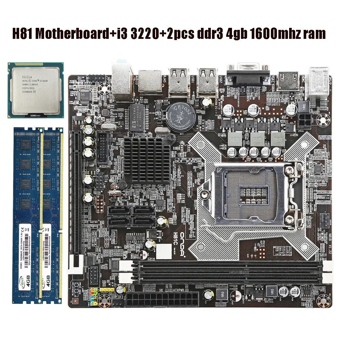 H81M-E/M51AD/DP MB Intel H81 PC материнская плата LGA 1150 MATX + i3 3220CPU 2 шт ddr3 4 Гб 1600 МГц ОЗУ |