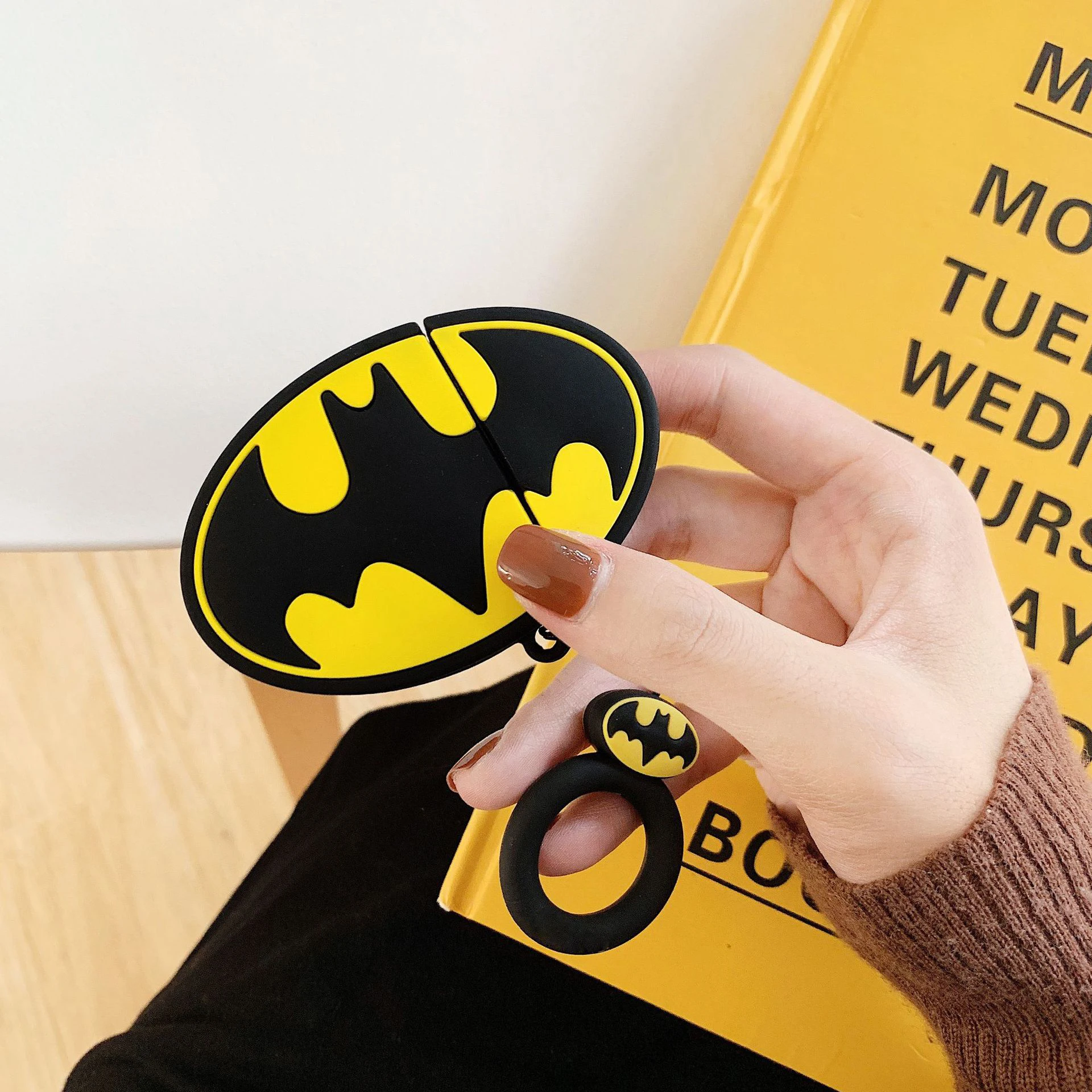 Милый мультфильм Superheros Bluetooth наушники чехол защитный чехол Аксессуары для кожи для Airpods Чехлы зарядная коробка с кольцом ремень