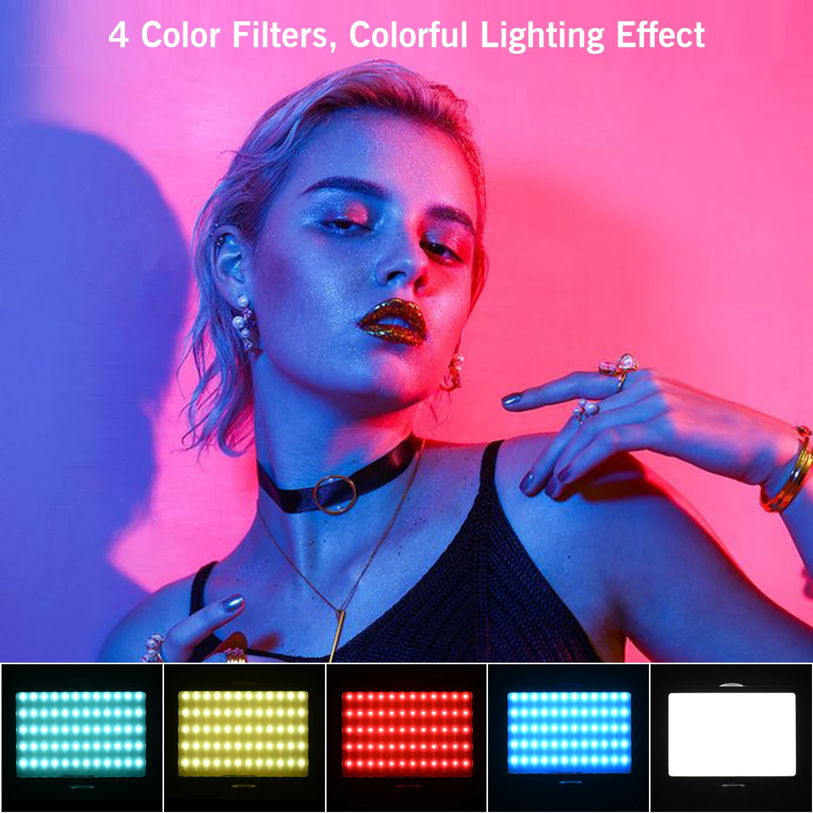 

Andoer 2 упаковки настосветильник ная лампа для видеосъемки + регулируемый штатив 120 шариков 3200-5600K диффузор цветные фильтры для съемки бревен