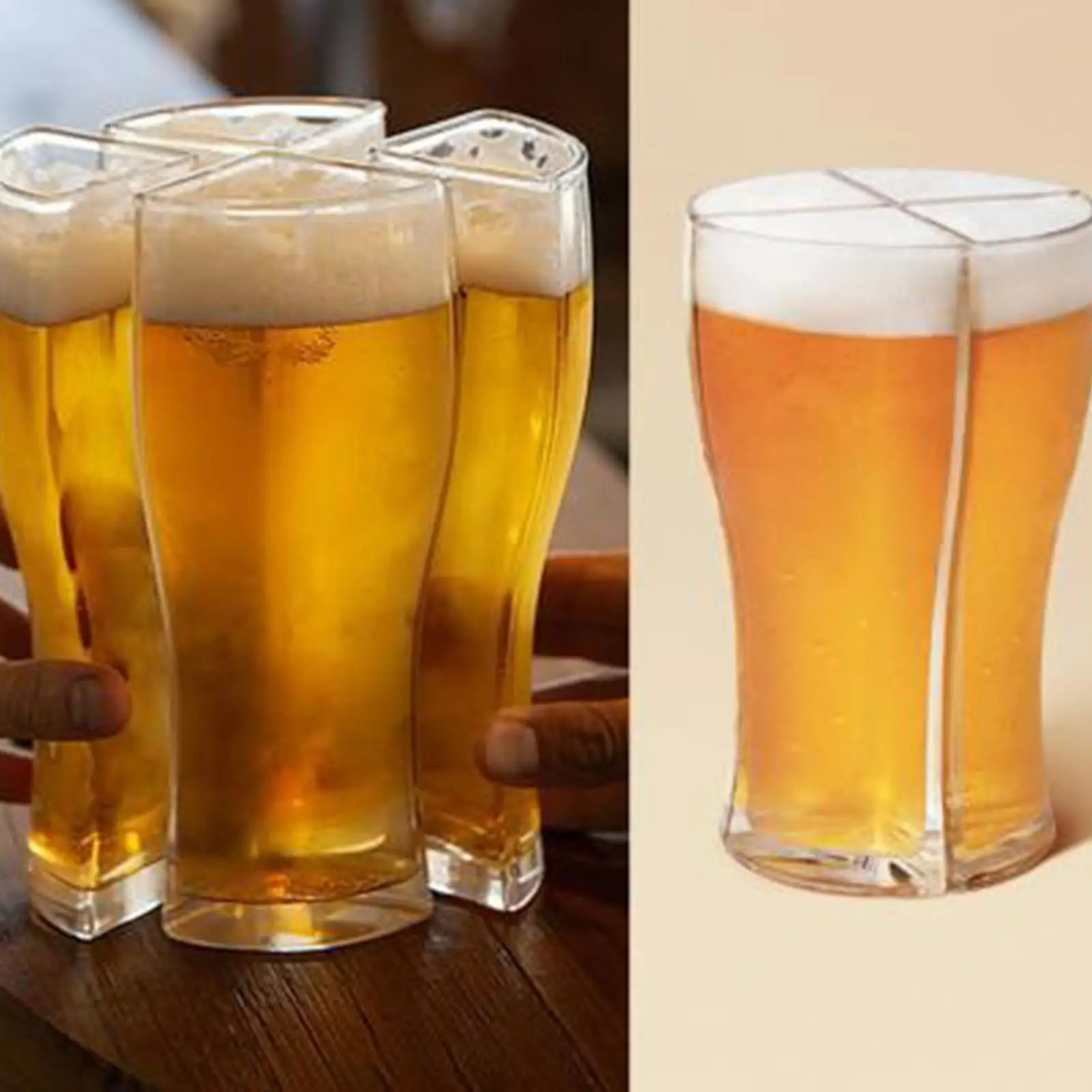 

New 1 Set Beer Glasses 4 in 1 Creative Large Capacity Acrylic Super Schooner Beer Mugs for Bars