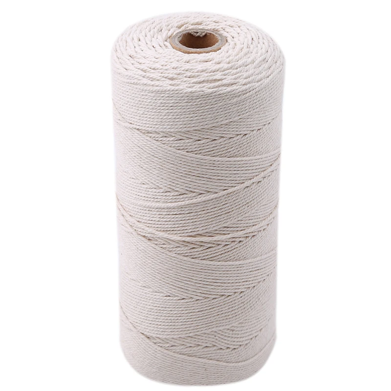 Плетеный скрученный хлопковый шнур 1 3 мм декоративная Веревка бежевый ручной