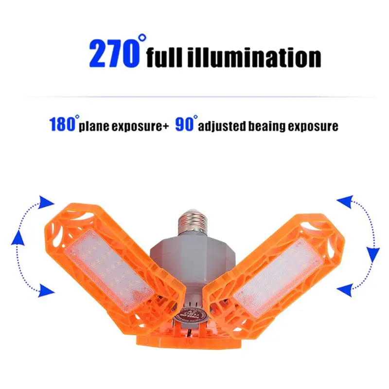 

360 Degrees 60W Deformation Led Light E27 High Bay Light Garage Light 6000LM Garage Lamp For Gas Station Canopy Workshop