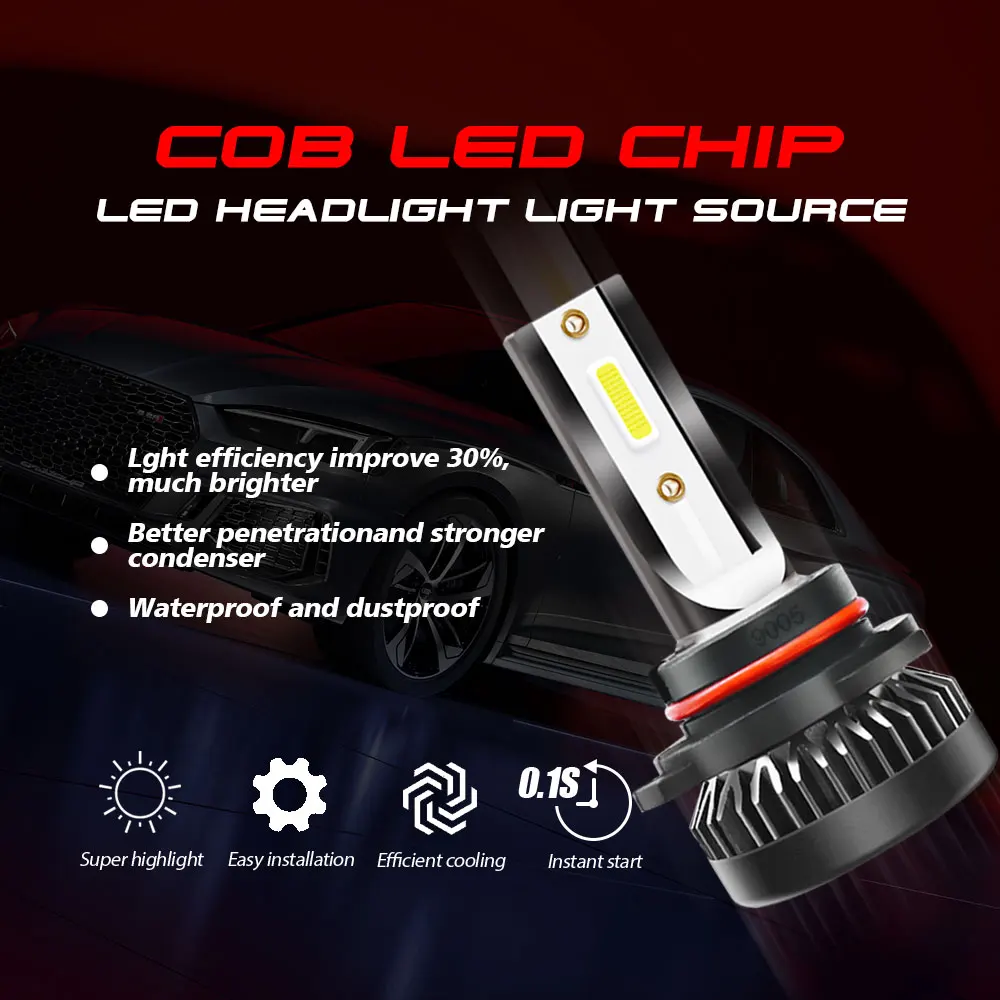

9005/HB3 led light8000LM 6000K 80W 12V LED headlight Bulbs Automobiles Car Light Auto Lamp