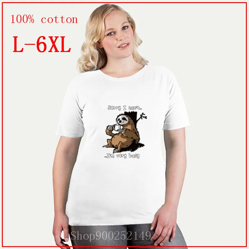 Ленивый Ленивец crazy animal city coffee sleep white размера плюс для женщин 4XL 5XL 6XL женские