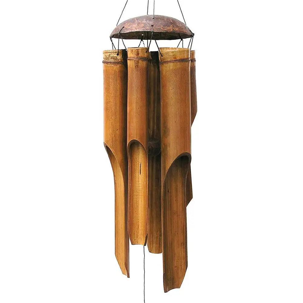 Bamboo Wind Chimes Bell Tube Wood Handmade Indoor Outdoor Wall Hanging Windchime Decor Crafts Ornaments For Garden Home