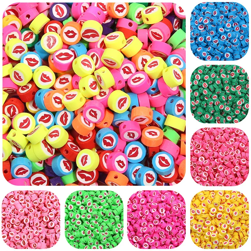 

30pcs/lot Red Lip Bead Diy Multicolor Polymer Clay Handmade Beaded Earrings Trending Products 2021 Jewelry Material Accessories