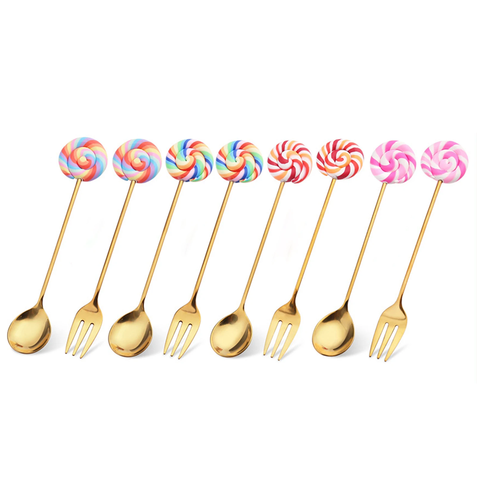 

Lollipop Pattern Stainless Steel Coffee Tea Cake Fruit Spoon Fork Tableware