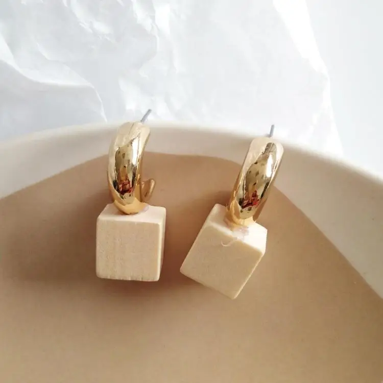 Geometric Wood Earring Vintage Korean Wooden Colorful C Shape Earrings | Украшения и аксессуары