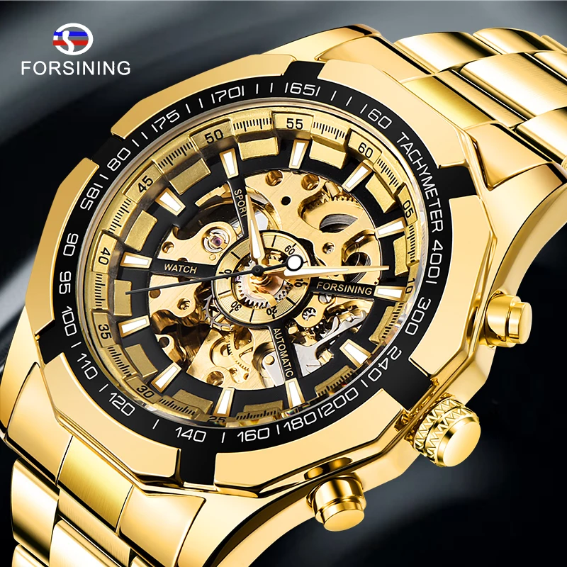 Часы наручные Forsining Мужские механические водонепроницаемые брендовые Роскошные