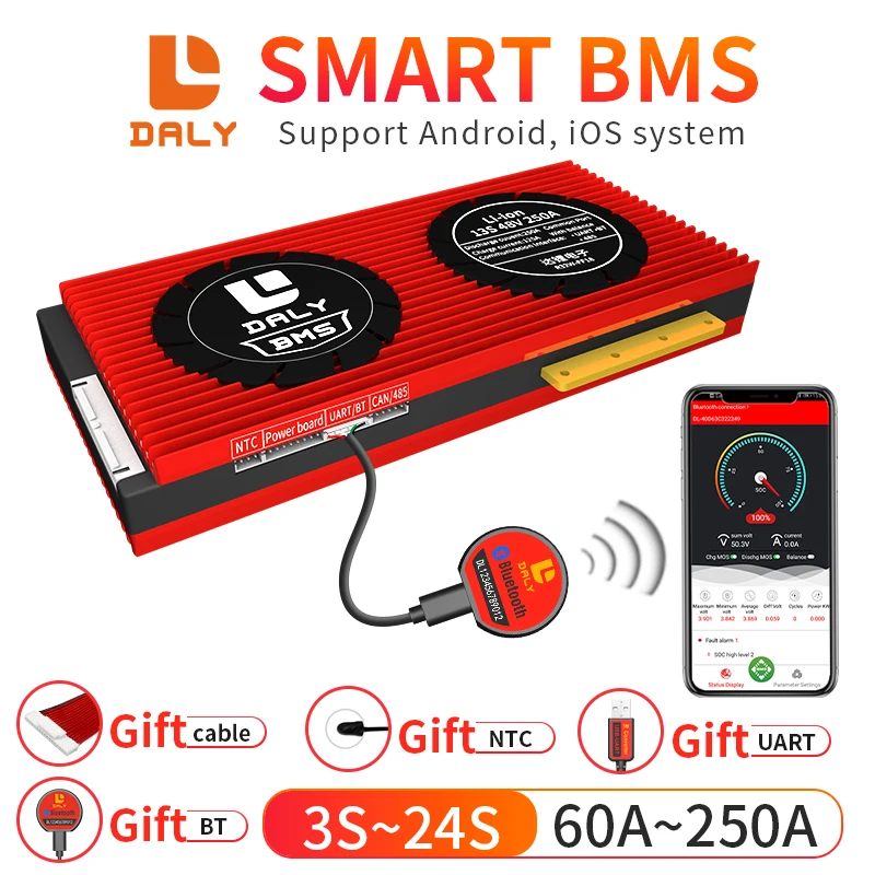 

LiFePo4 4S Smart BMS 3S-24S Li-Ion 8S LiFePo4 LTO 6S 4S 7S 8S 12S 13S 14S 15S 16S 24S Fur Lithium-Batterie Pack fur solar BMS