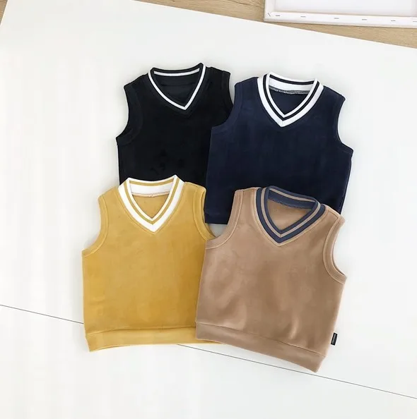 

Children's Winter Vests Coats 2020 New Children's Warm Vest College Wind V-neck Island Fleece Baby Boys Waistcoat Kids Vest 2-6Y