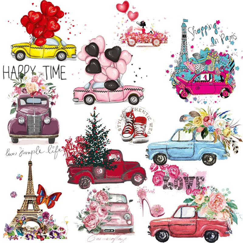 

Colorful Flowers Car Patches On Clothes Stickers DIY Washable Iron On Transfers For Clothing Fashion Applique DIY Jeans Decorate