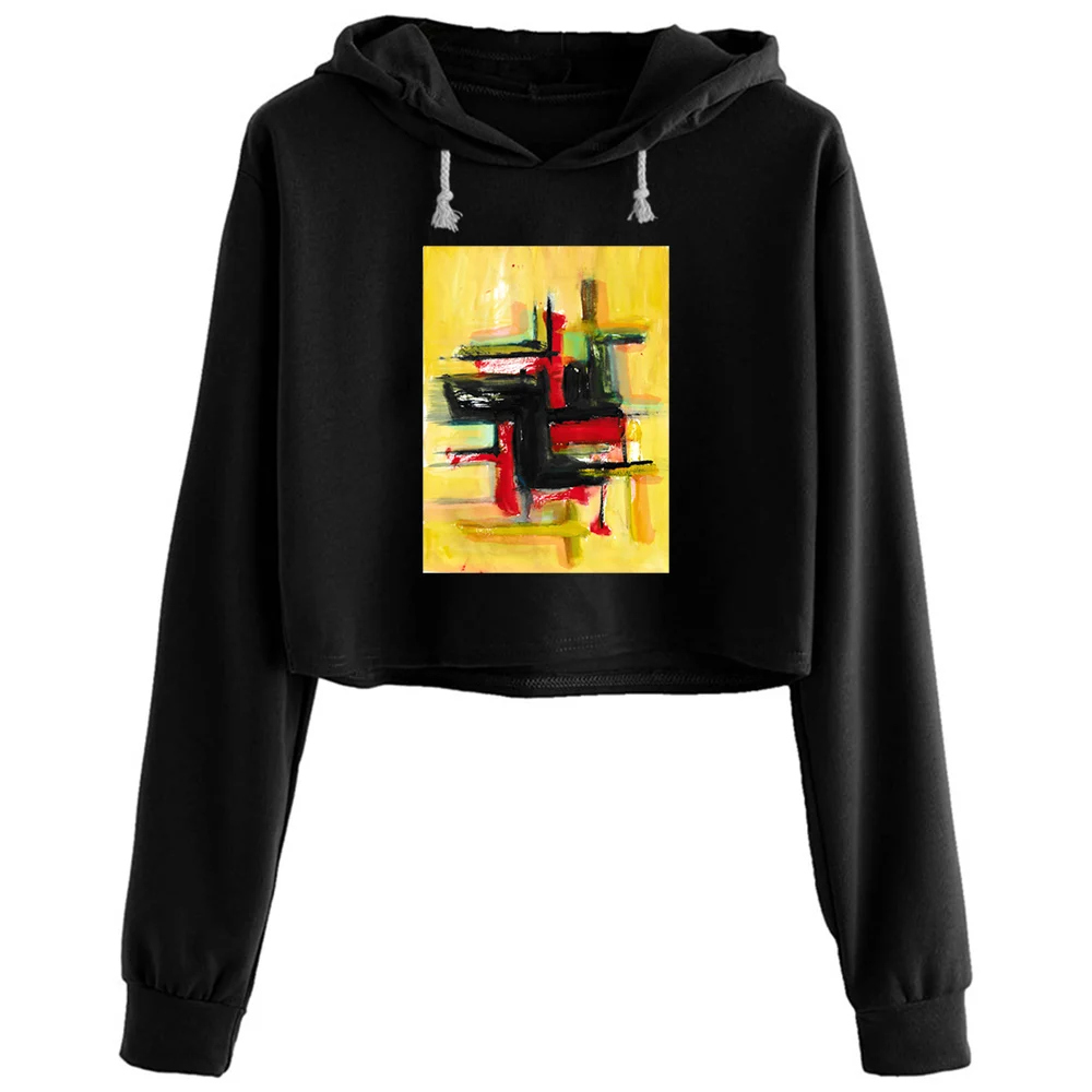 

Abstract Painting Abstract Painting Crop Hoodies Women Grunge Harajuku Anime Emo Pullover For Girls
