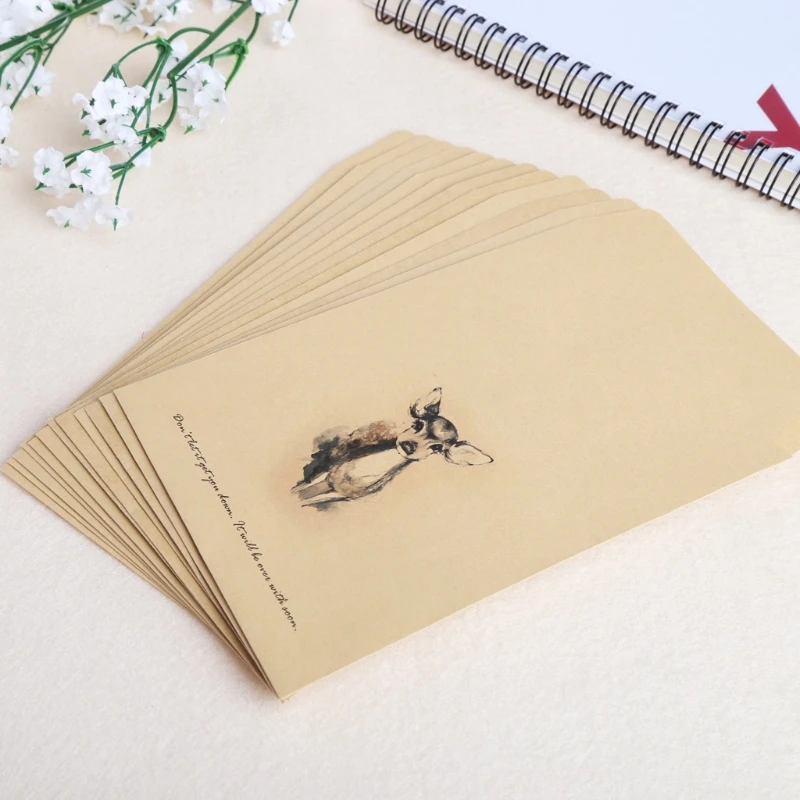 

12Pcs Vintage Deer Mini Paper Envelope European Style Card Scrapbooking Gift New