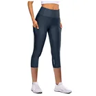 Леггинсы женские спортивные, облегающие эластичные быстросохнущие штаны для йоги, светоотражающие штаны для йоги в семи точках, с карманами, леггинсы для спортзала