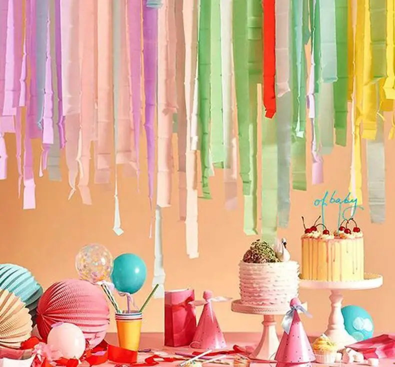 25m*4.5cm Crinkled Origami Crepe Paper DIY Craft Flower Wrinkle Paper Roll Wrapping Gifts Scrapbooking Party Backdrop Decoration